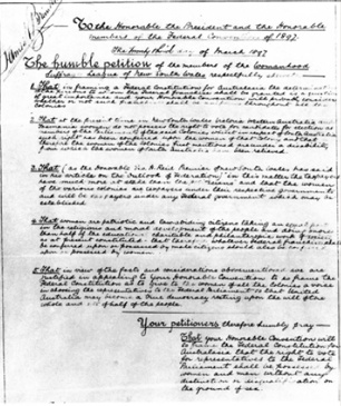 Image of a Petition from the Womanhood Suffrage League of New South Wales