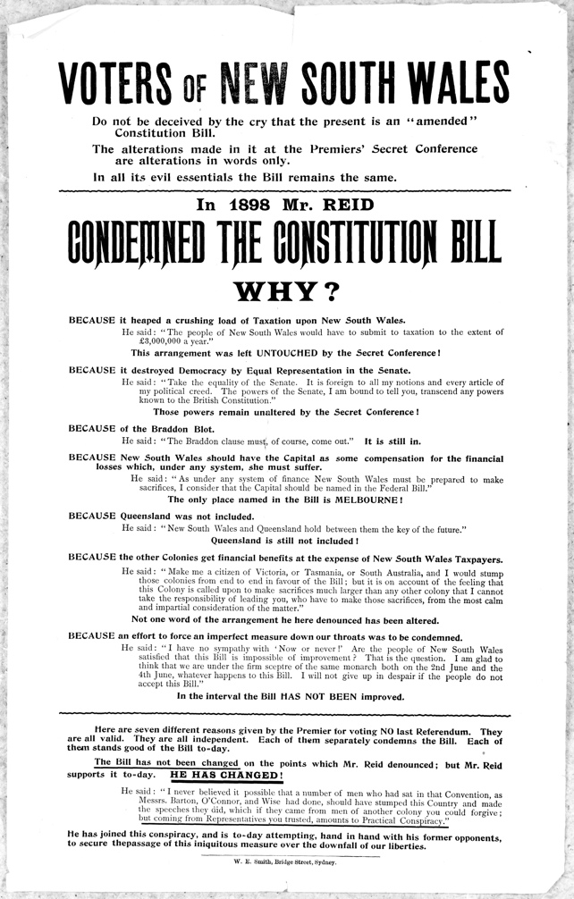 A Constitution Bill referendum poster from 1899