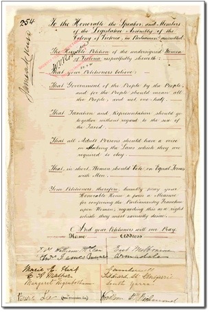 Women's Suffrage petition from 1891
