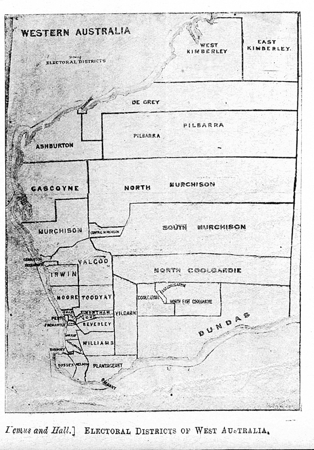 A map of Western Australian electoral districts, 1900.