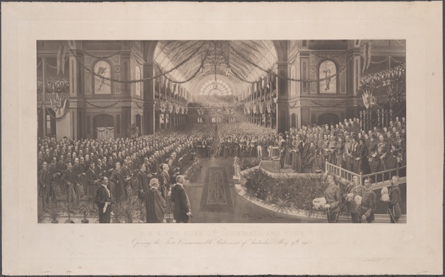 Image of the Duke of Cornwall and York opening the First Commonwealth Parliament, Melbourne, 9 May 1901