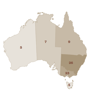 A map showing the number of representatives per colony for the House of Representatives