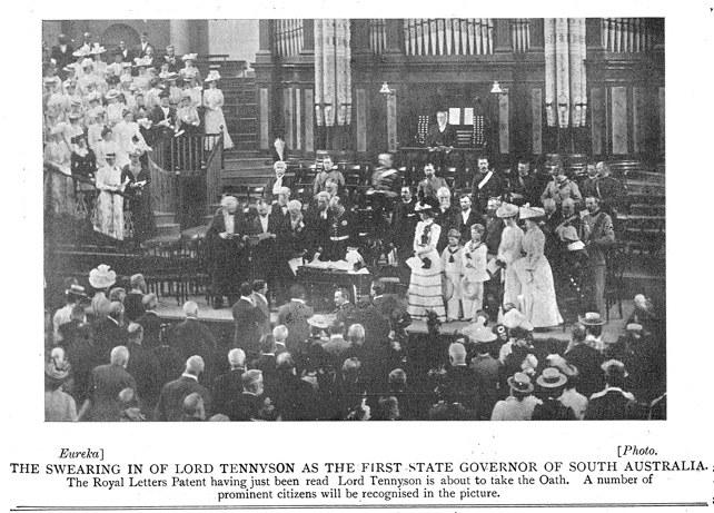 An image of the swearing in of Lord Tennyson, January 1901