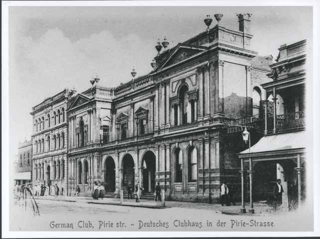 A photograph of the German Club on Pirie Street, Adelaide, c1895