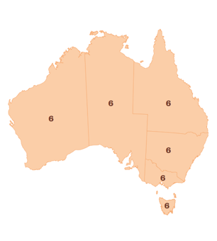 A map showing the number of representatives per colony for the Senate