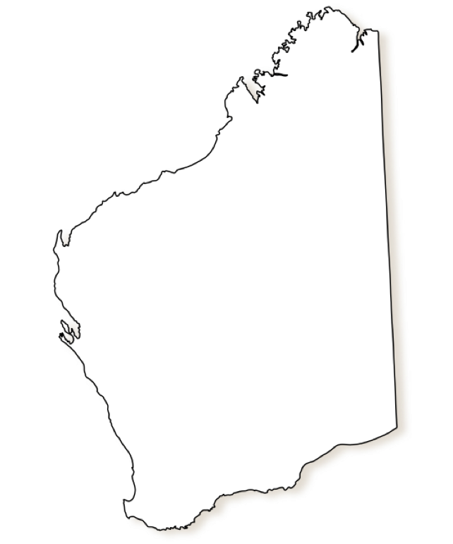 An outline map of Western Australia